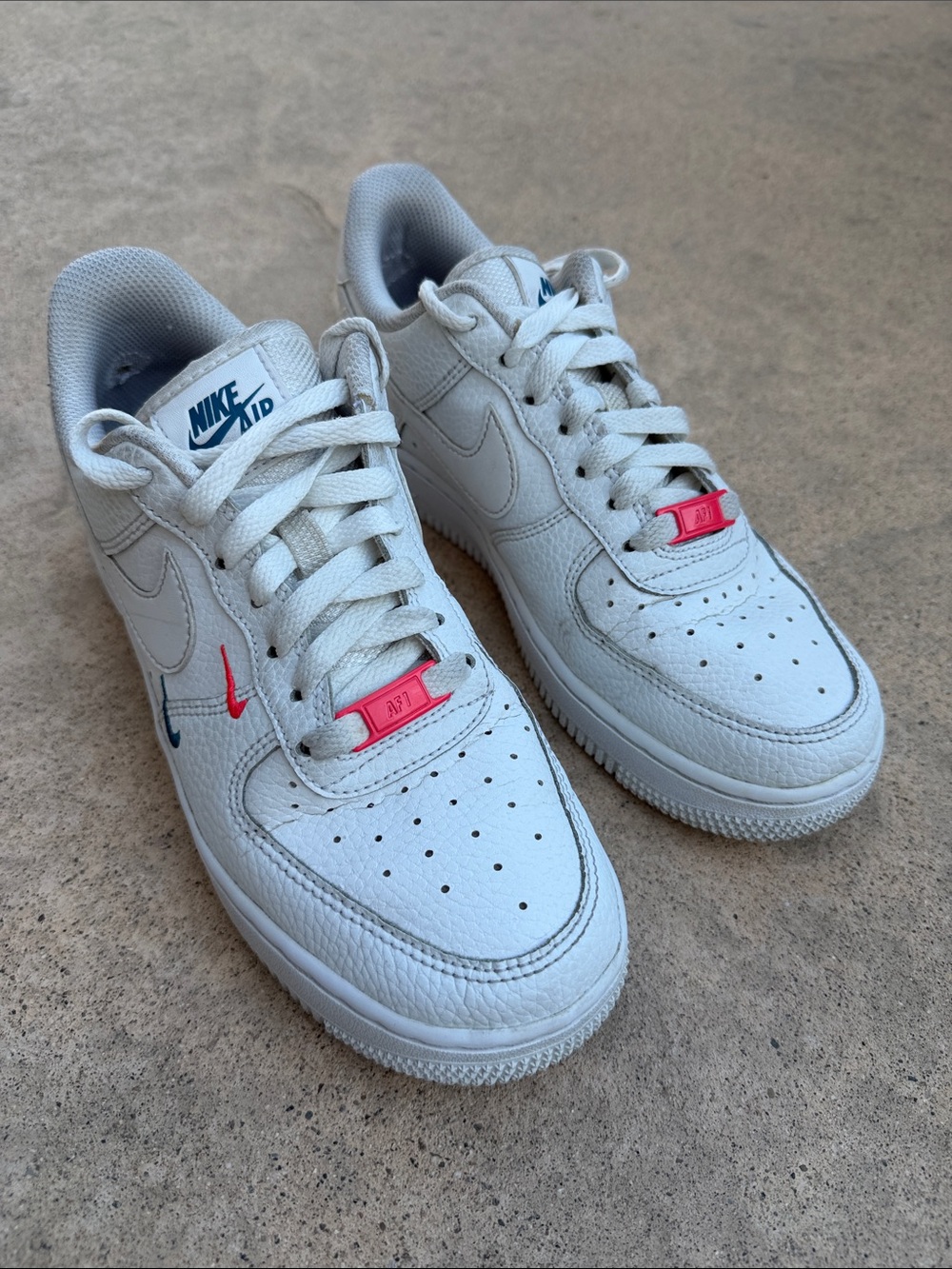 Nike Air Force 1 '07 Essential Summit White Solar Red Sneaker Women's Size 6.5